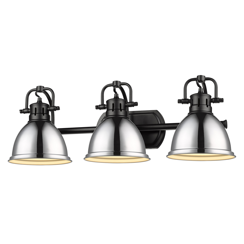 Yep by Golden Lighting Duncan 3-light Vanity in Matte Black and Chrome shade